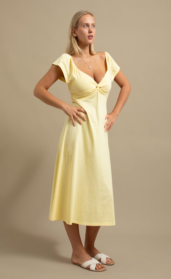 Jersey Sweetheart Midi Dress Lemon