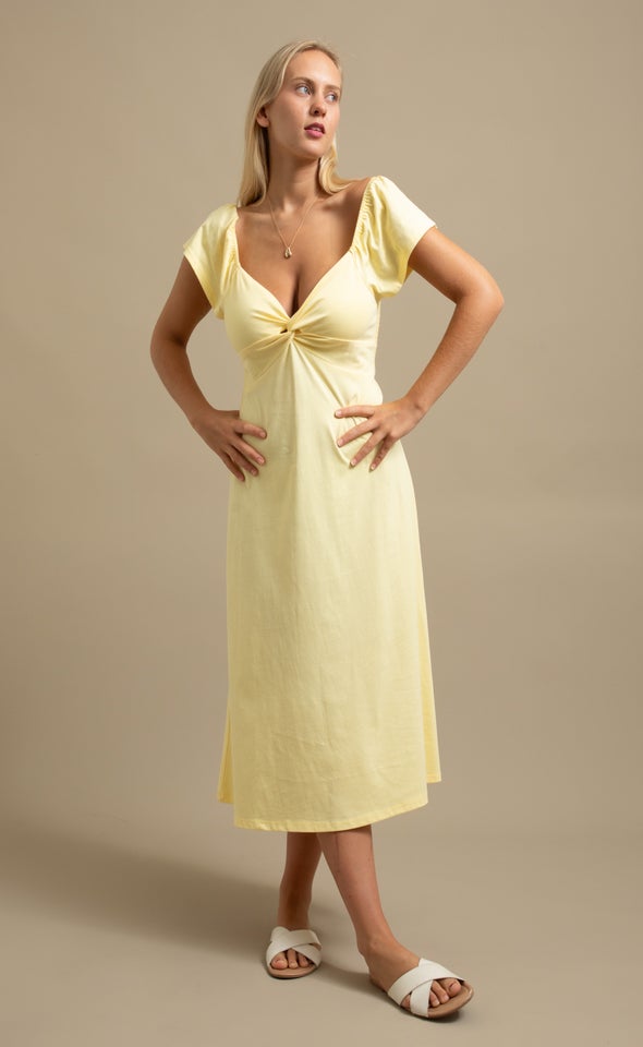 Jersey Sweetheart Midi Dress Lemon