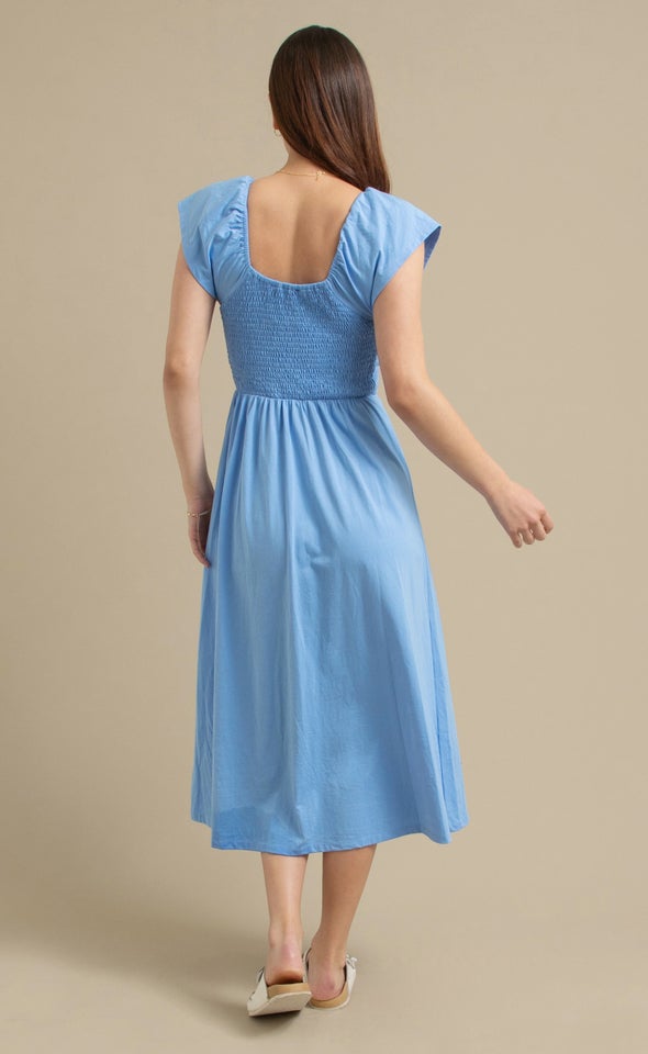 Jersey Sweetheart Midi Dress Soft Blue