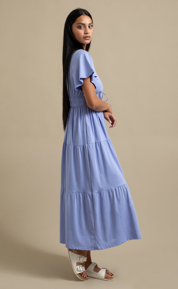 Jersey Tie Front Midi Dress Heather