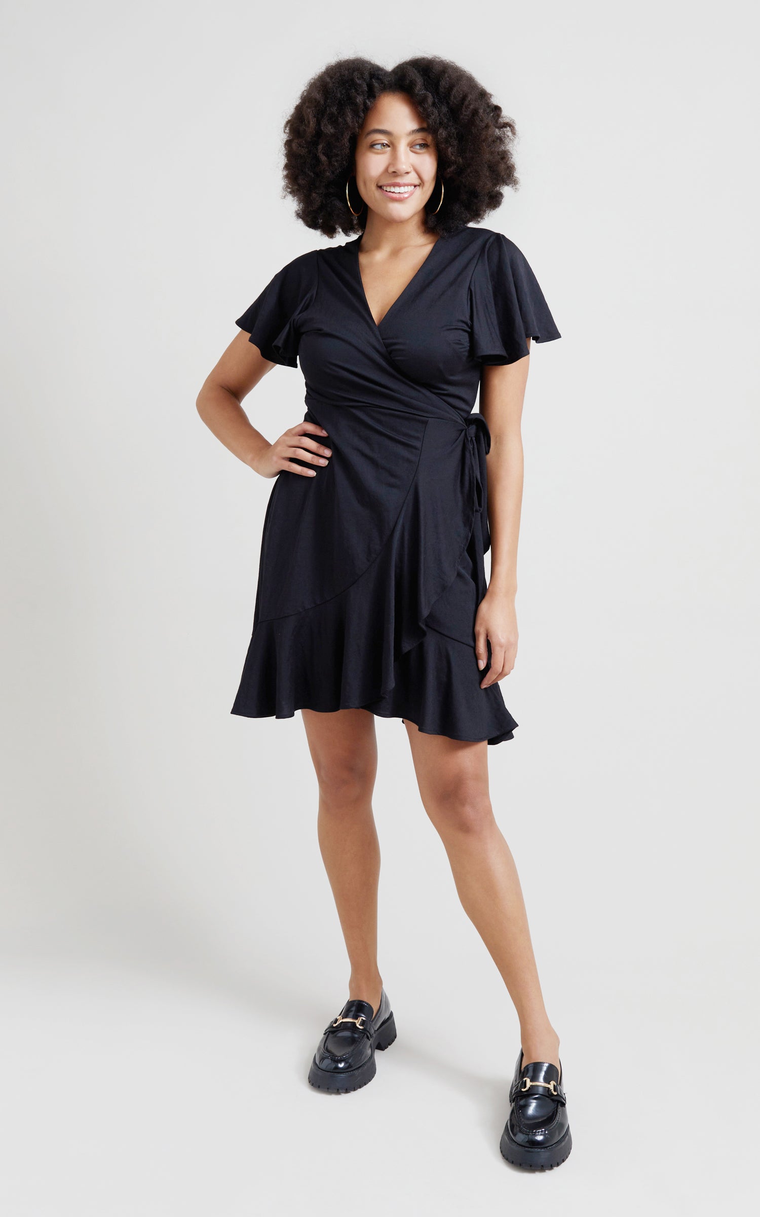 Black jersey outlet wrap dress