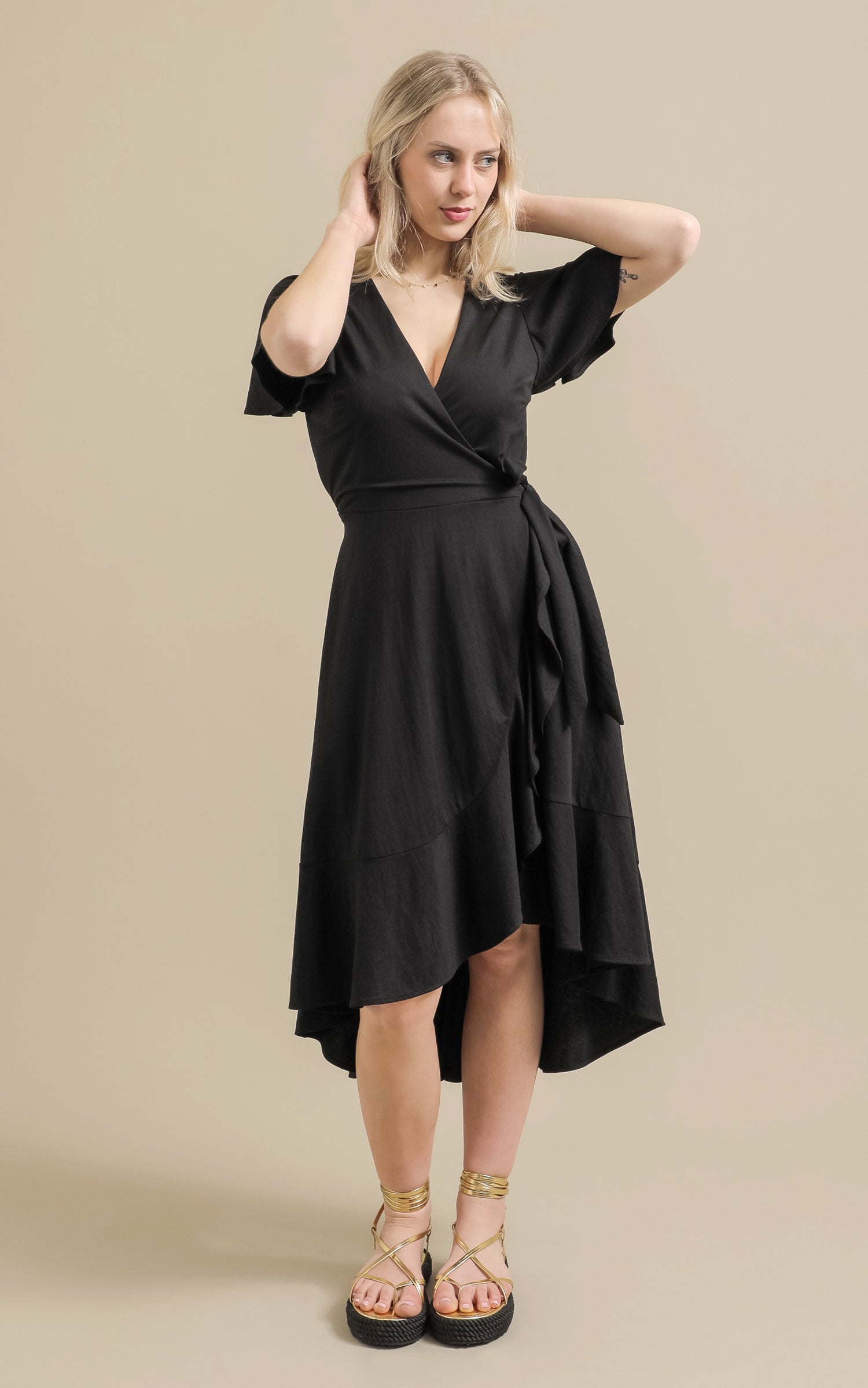 Jersey wrap midi dress online