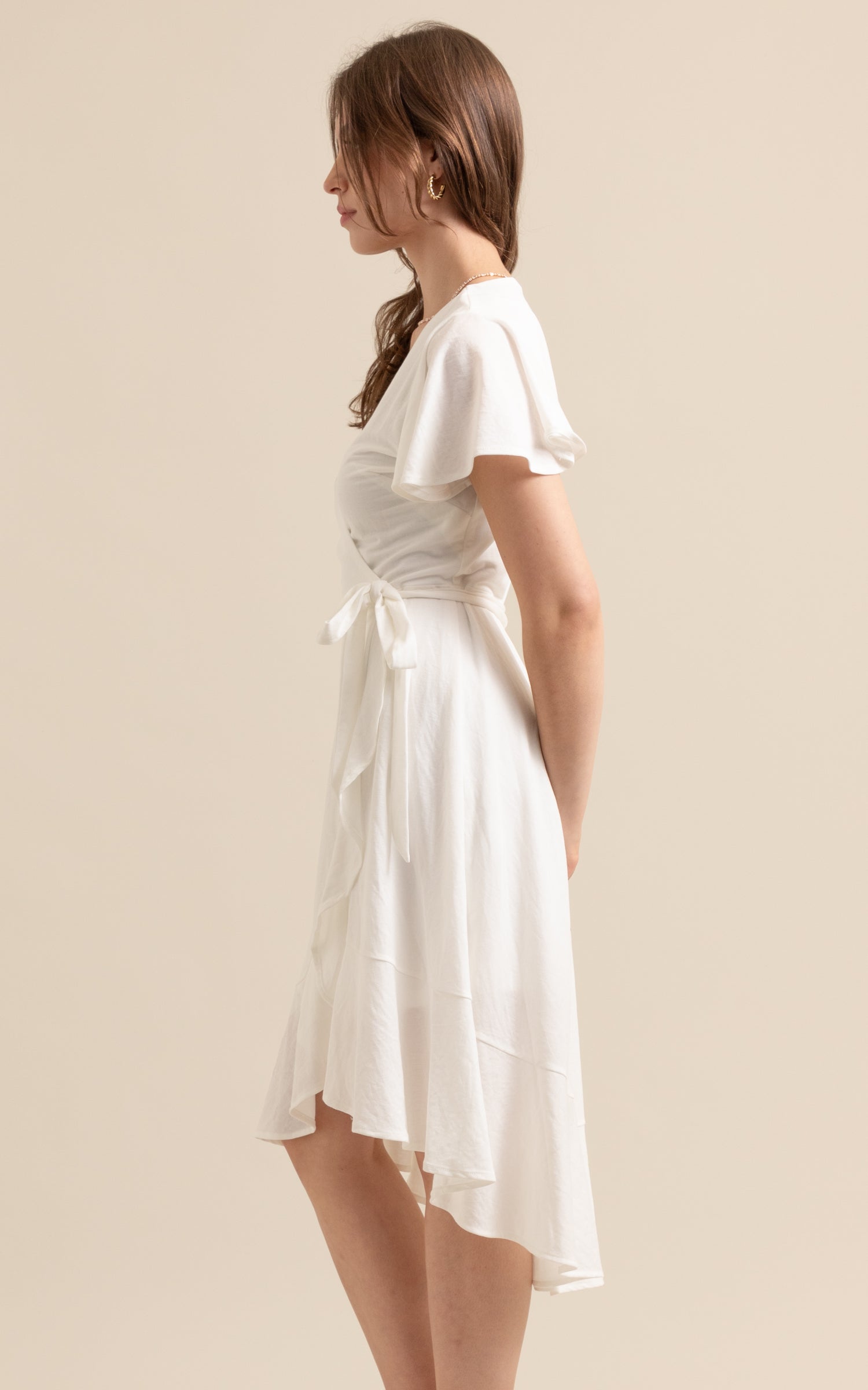 Cream wrap hotsell midi dress