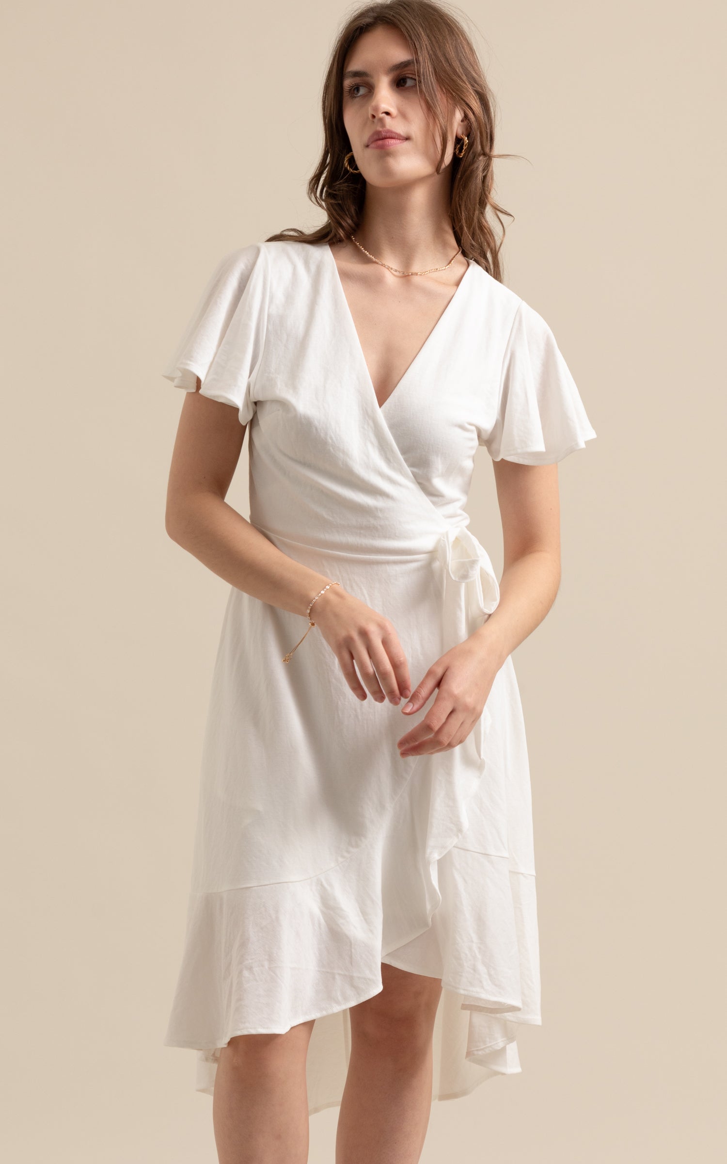 White jersey 2025 wrap dress