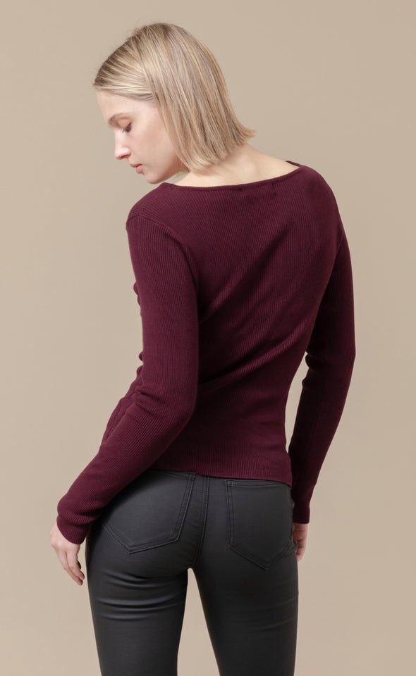 Knitwear Cut-Out Top Aubergine