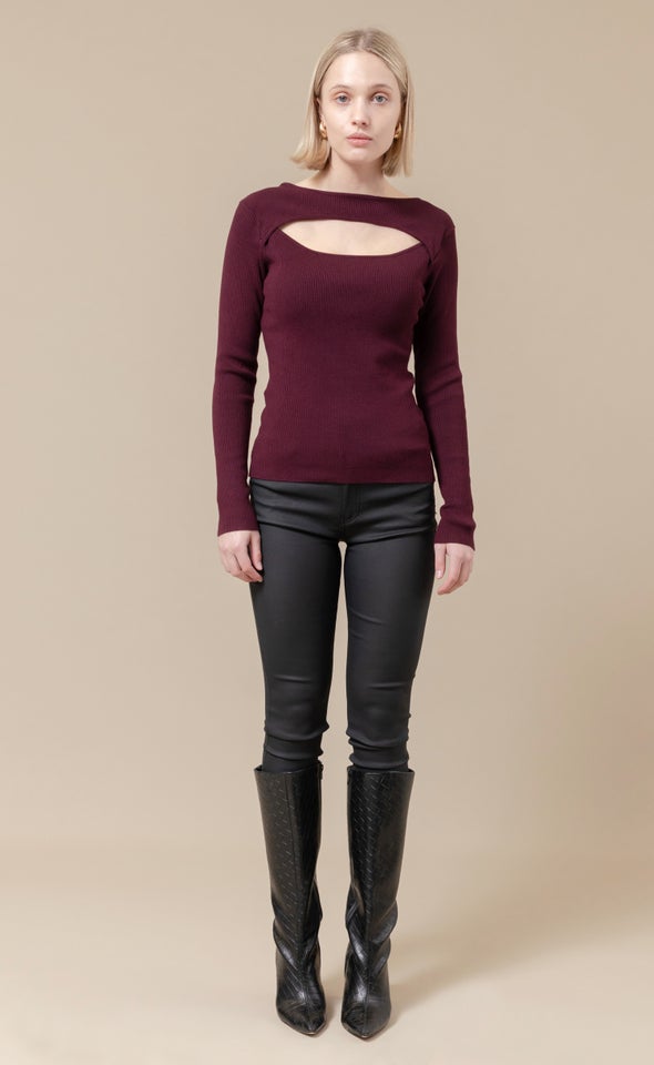 Knitwear Cut-Out Top Aubergine