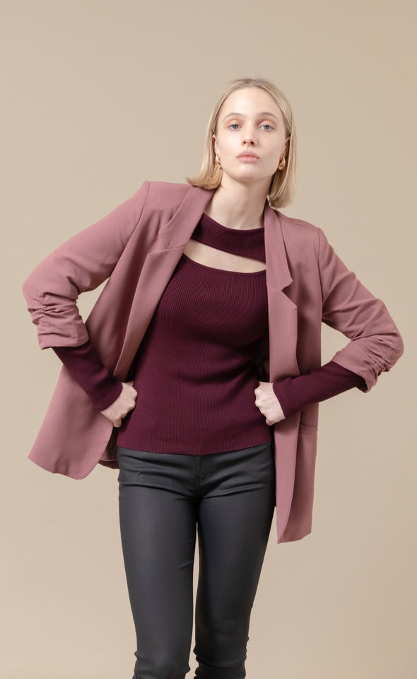 Knitwear Cut-Out Top Aubergine