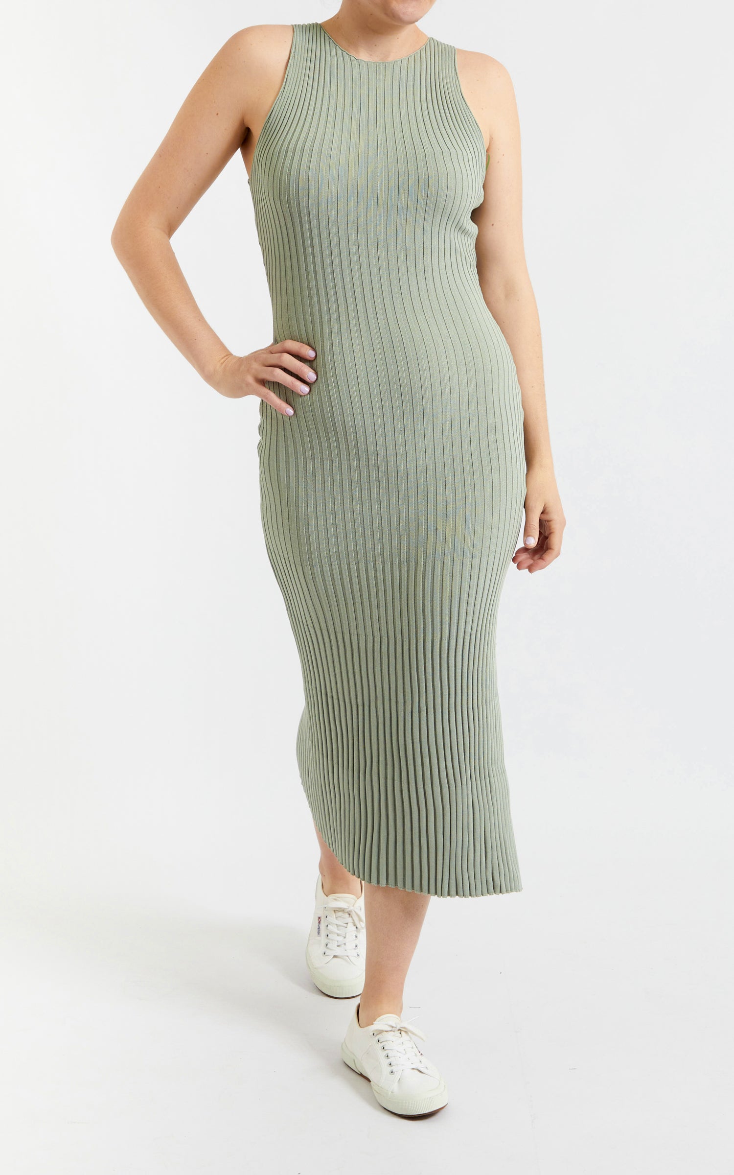 sage high neck dress