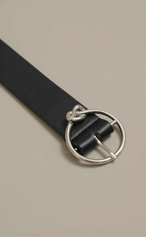 Knot Buckle Jean Belt Silver/black