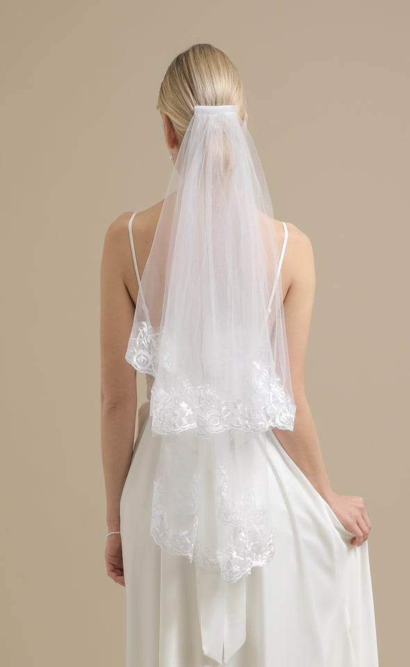 Lace Detail Veil Ivory