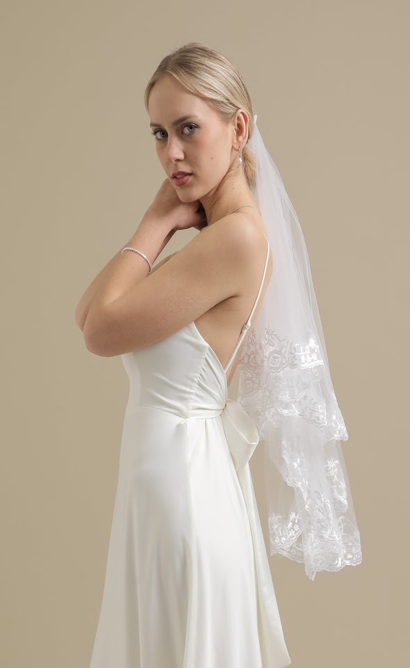 Lace Detail Veil Ivory