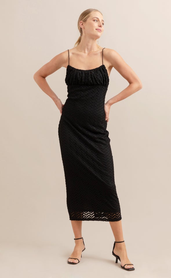 Lace Midi Dress Black