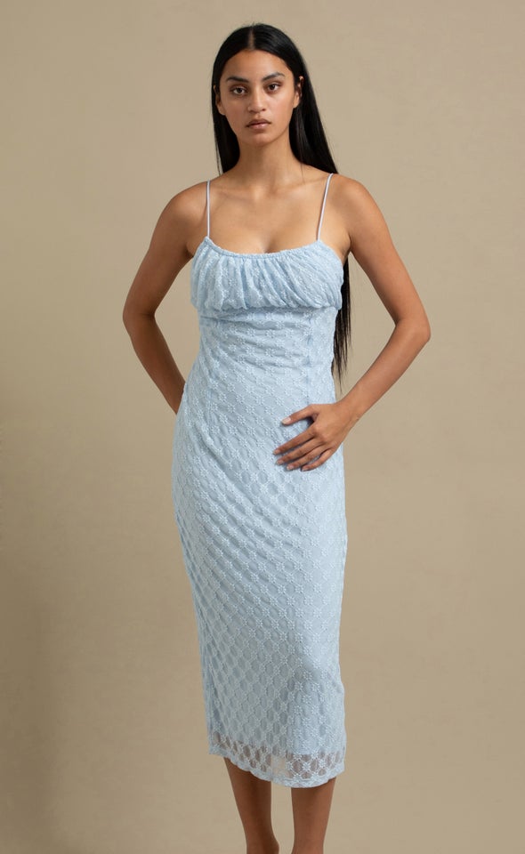 Lace Midi Dress Ice Blue