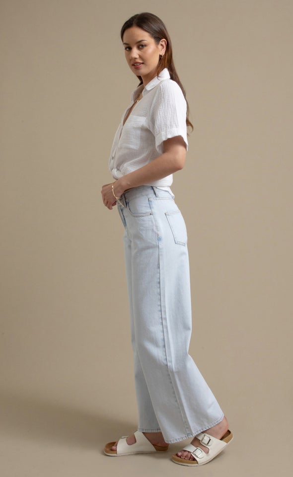 Light Wash Wide Leg Jeans Light Blue