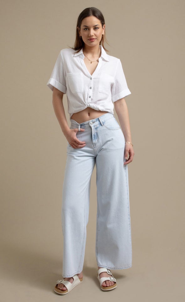 Light Wash Wide Leg Jeans Light Blue