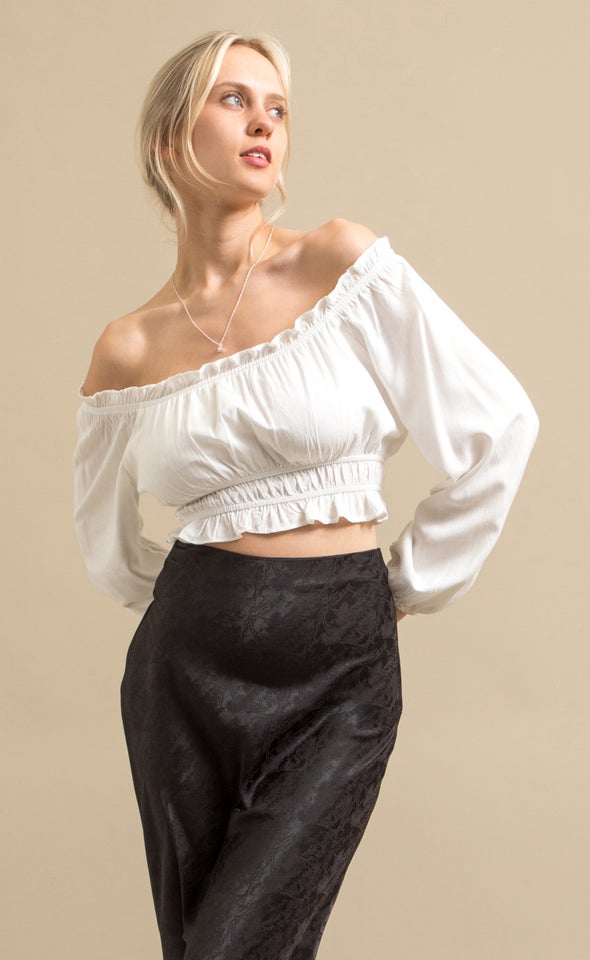 Linen Look Off The Shoulder Top Cream