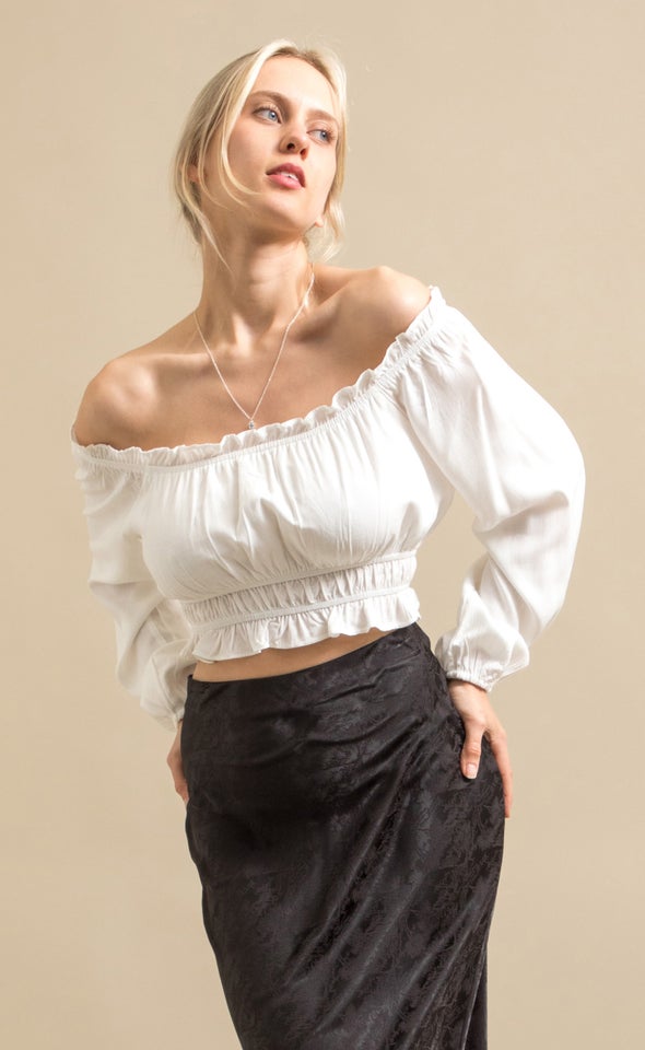 Linen Look Off The Shoulder Top Cream