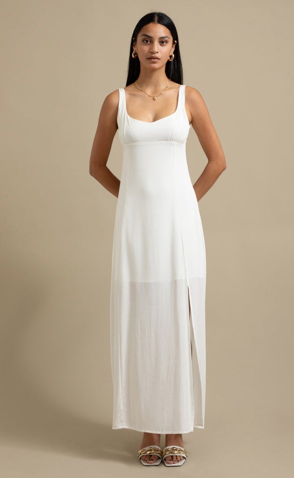 Linen Look Sweetheart Maxi Cream