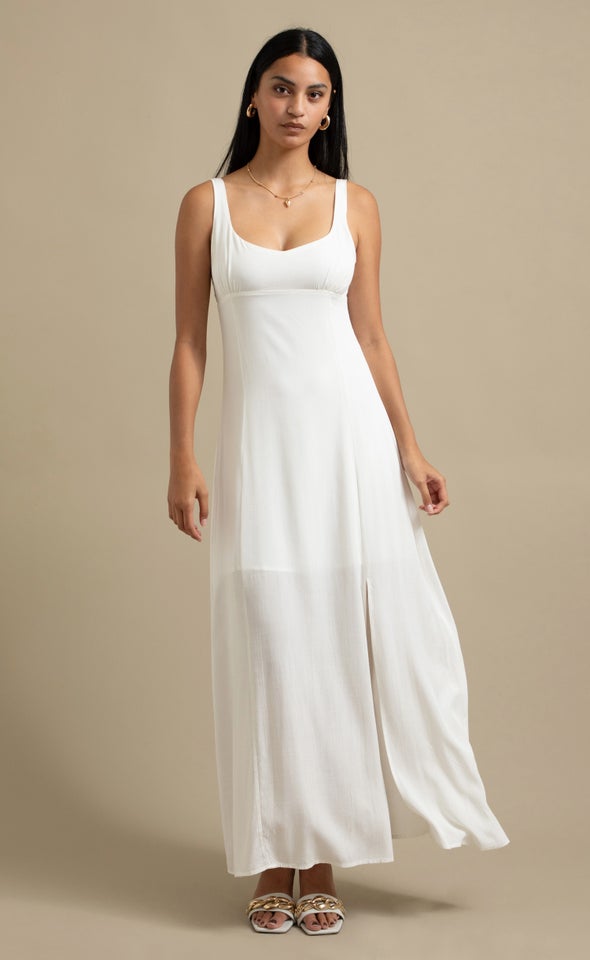 Linen Look Sweetheart Maxi Cream