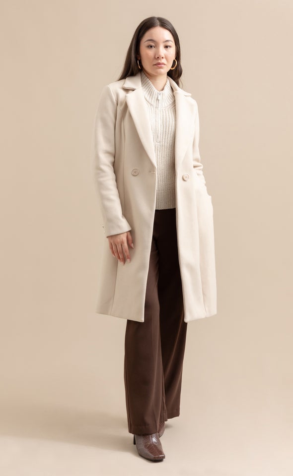 Longline Flare Coat Natural