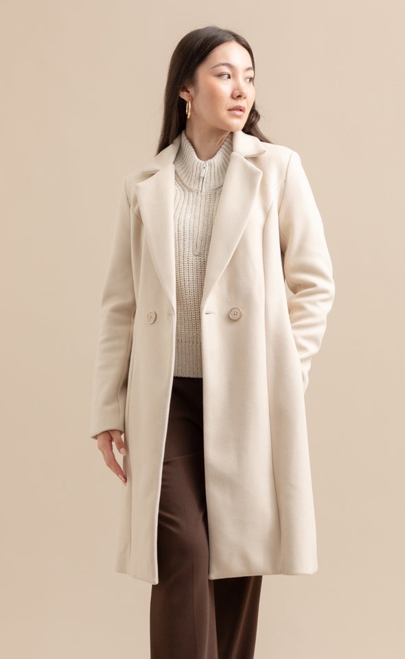 Longline Flare Coat Natural