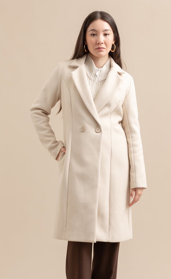 Longline Flare Coat Natural