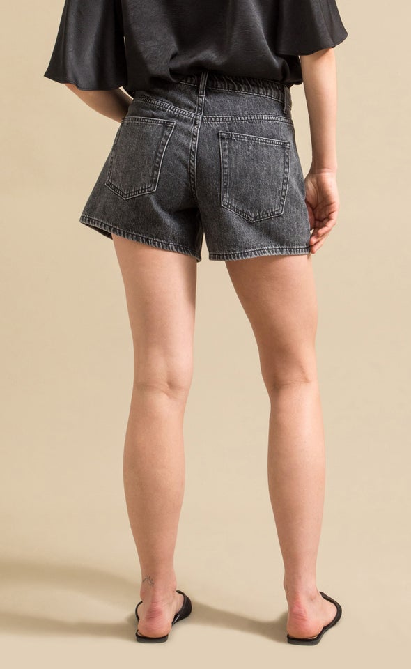 Low Rise Black Denim Short Black