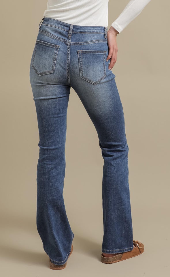 Low Rise Bootleg Jeans Blue