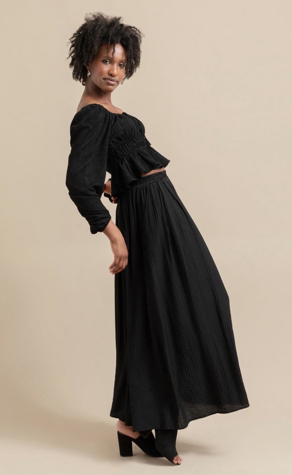 Maxi Skirt With Pockets Black