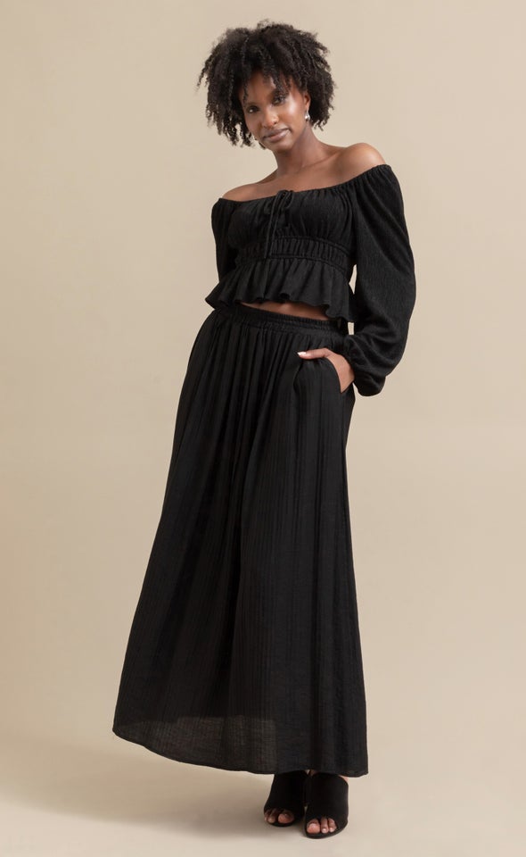 Maxi Skirt With Pockets Black