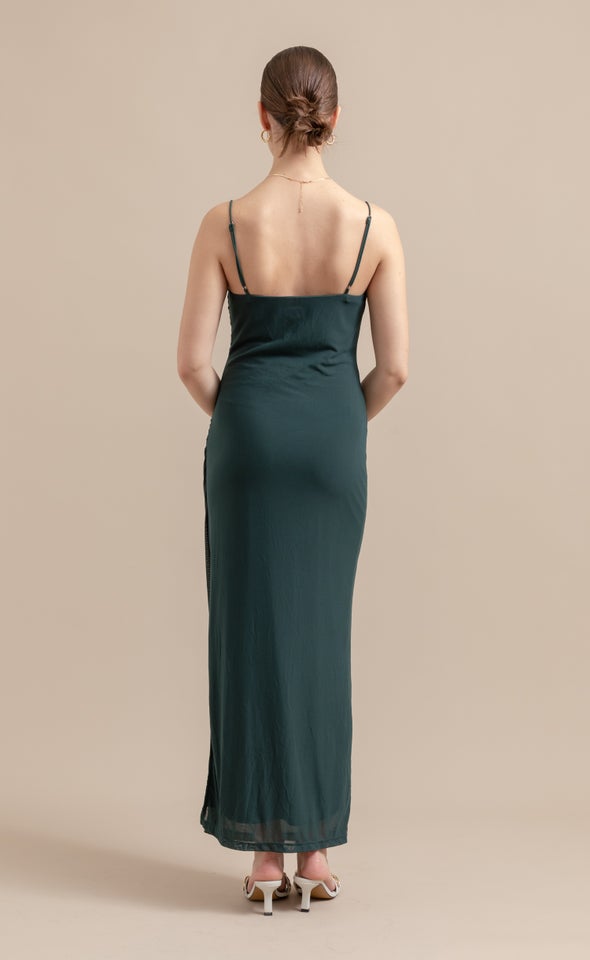 Mesh Cowl Gown Emerald