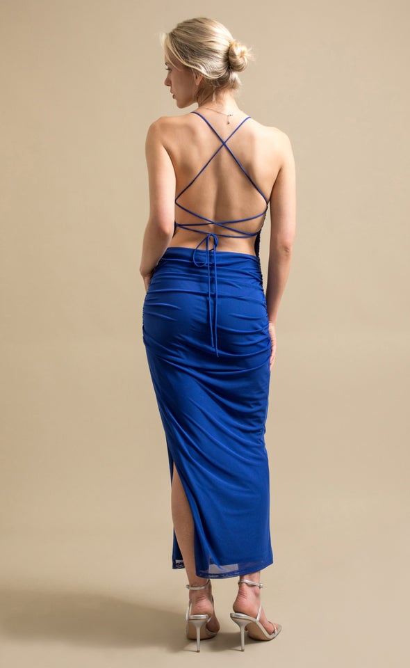 Mesh Cross Back Maxi Cornflower Blue