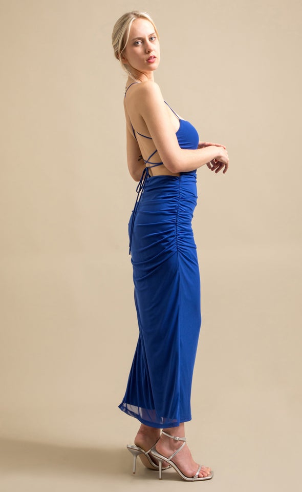 Mesh Cross Back Maxi Cornflower Blue