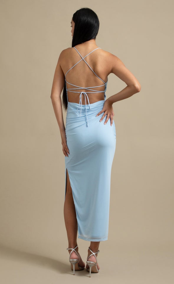 Mesh Cross Back Maxi Ice Blue