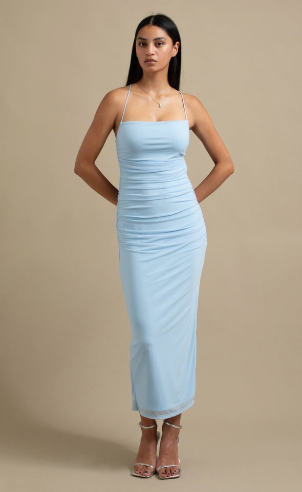 Mesh Cross Back Maxi Ice Blue