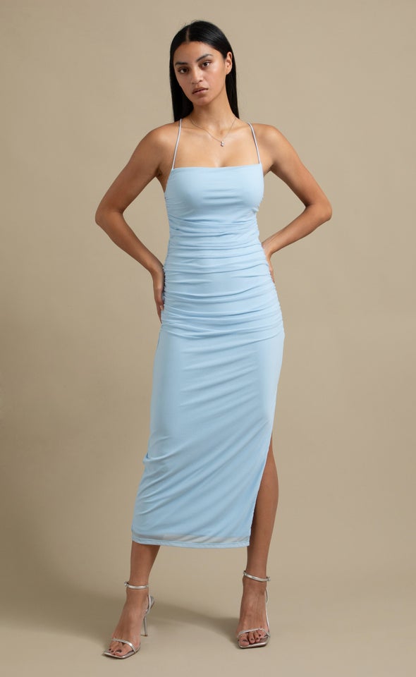 Mesh Cross Back Maxi Ice Blue