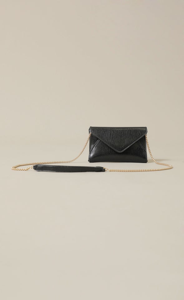 Metallic Envelope Clutch Black