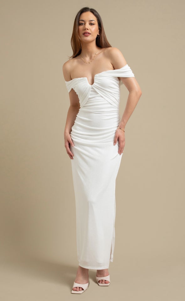 Metallic Jersey Gown Pearl