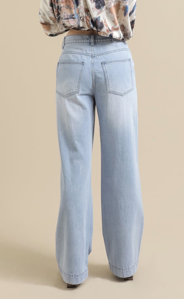 Mid Blue Wide Leg Jeans Blue