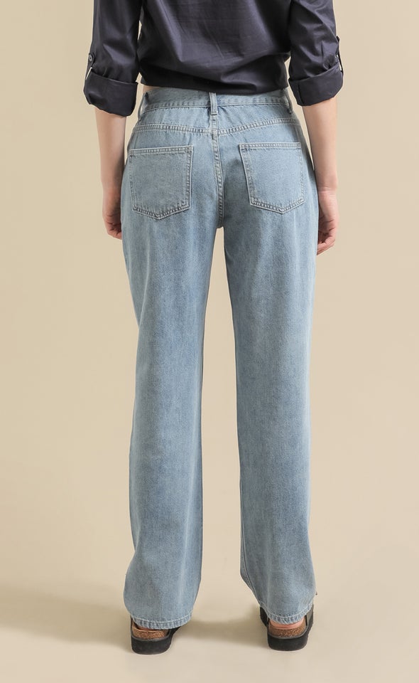 Mid Rise Straight Jeans Blue