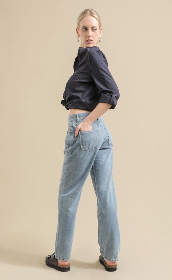 Mid Rise Straight Jeans Blue