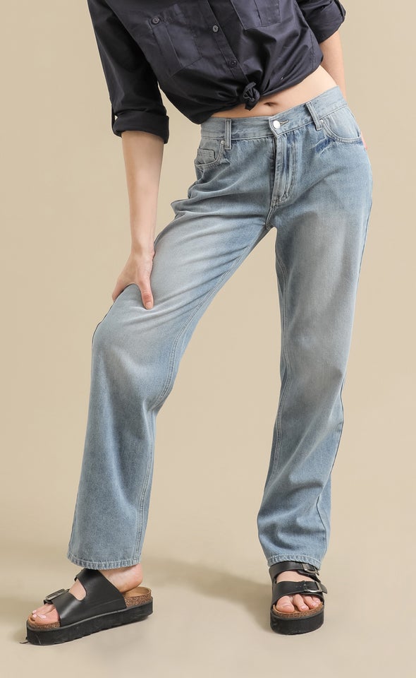 Mid Rise Straight Jeans Blue