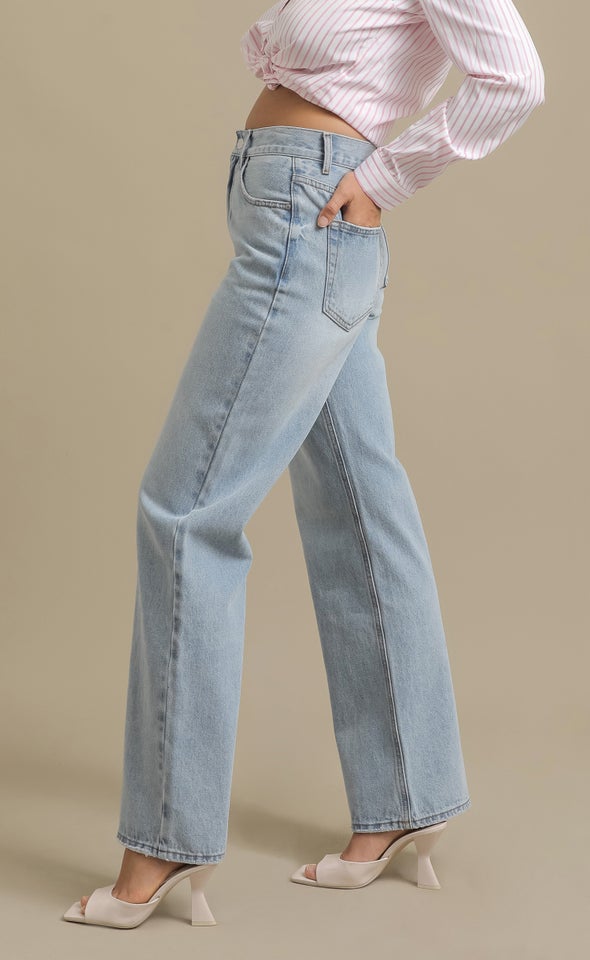 Mid Wash Baggy Jeans Mid Blue