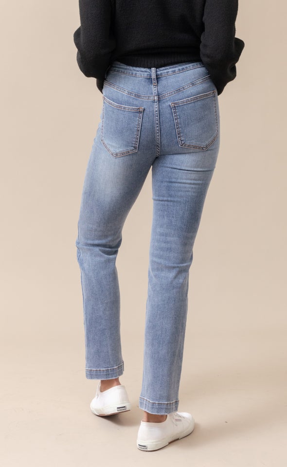 Mid Wash Straight Jean Mid Blue