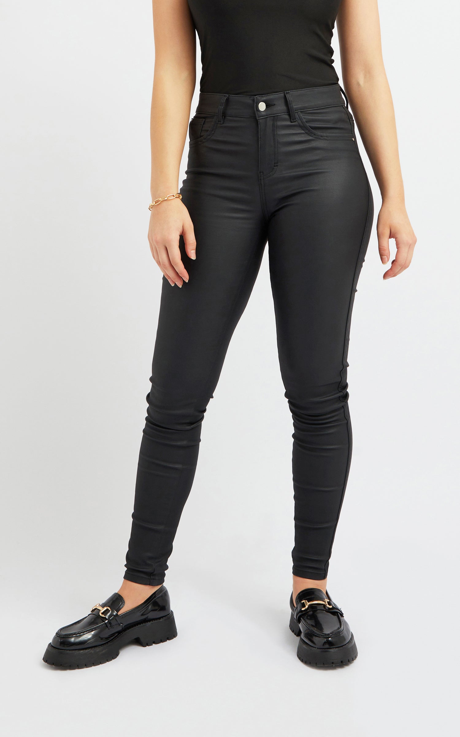 Buy River Island Black Mid Rise Super Stretch Coated Skinny Jeans from Next  India