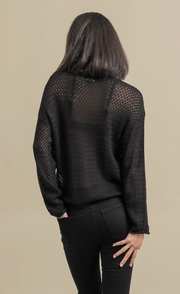 New Open Knit Sweater Black