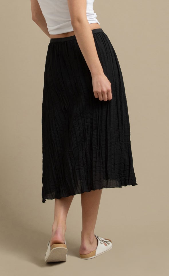 New Pleated CDC Midi Skirt Black