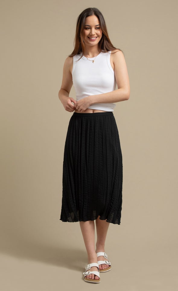 New Pleated CDC Midi Skirt Black