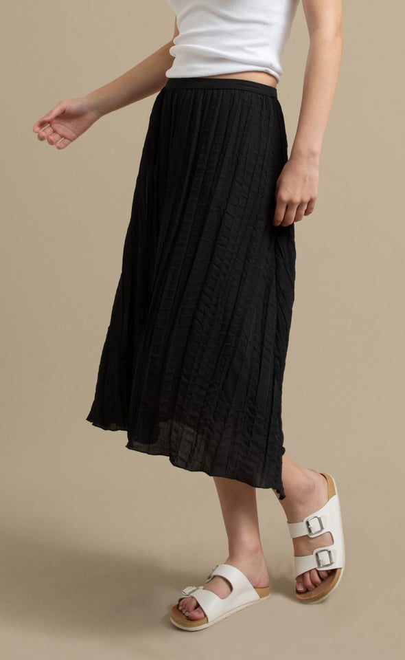 New Pleated CDC Midi Skirt Black