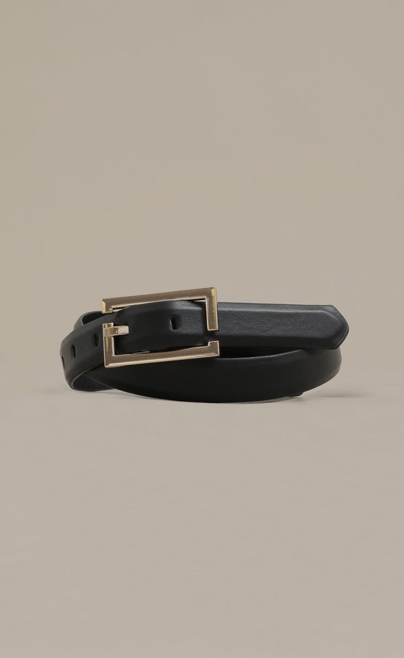 Open Front Buckle Belt Gold/black